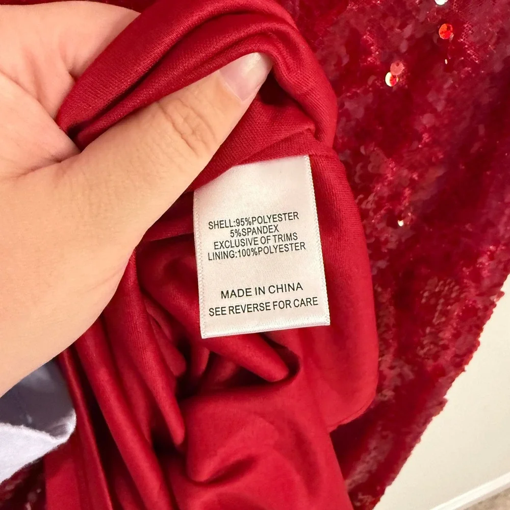 LUCY PARIS Strapless Sequin Sheath Dress‎ Women's Party Cocktail Burgundy Red
